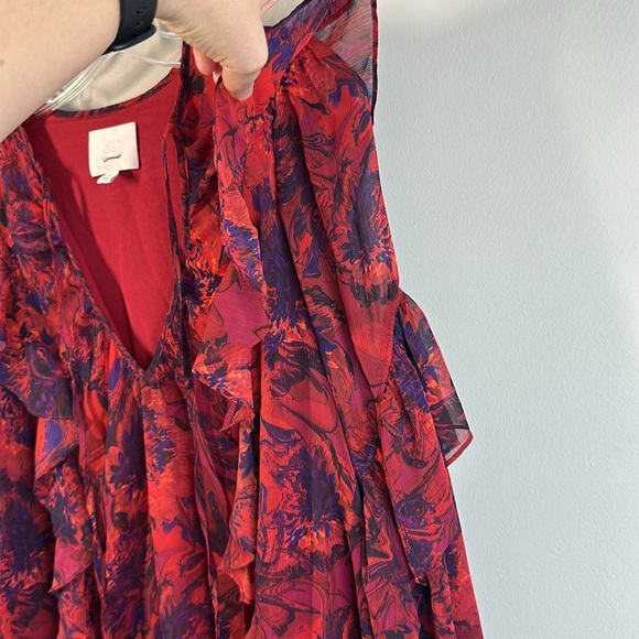 Cinq a Sept Womens Livie Long Sleeve Tiered Dress Size 00 Flowy Romantic Sheer - Picture 14 of 16